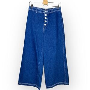 BDG Urban Outfitters Wide Leg Cropped Sailor Jeans Exposed Button Fly Size 29